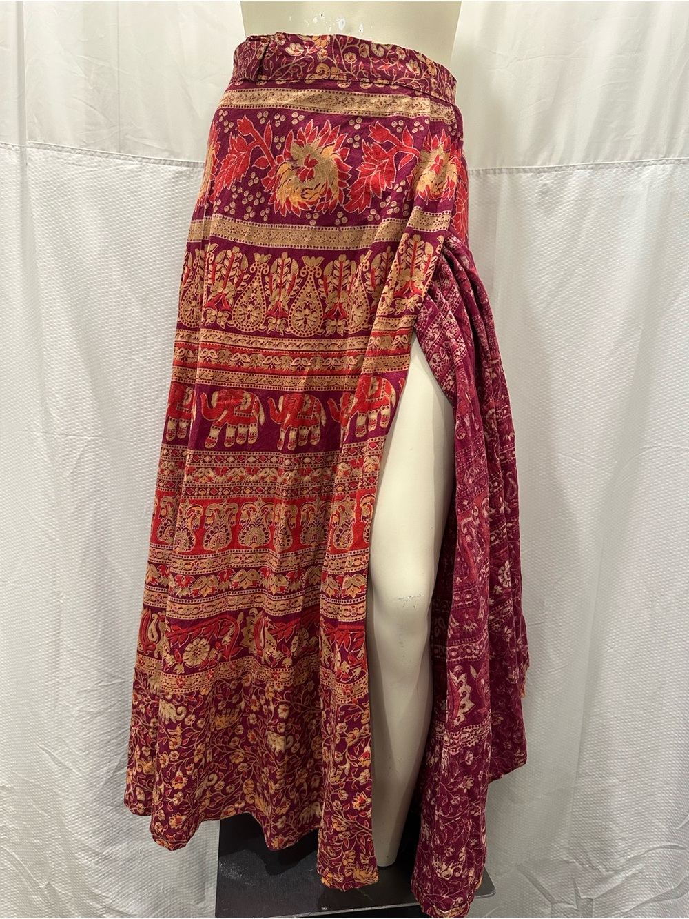 Handmade Boho Maxi Wrap Skirt Elephant Print One Size